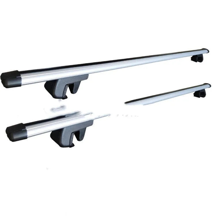 Pair of adjustable alloy roof rack crossbars for SUVs with split longitudinal poles, supporting 75kg load capacity.