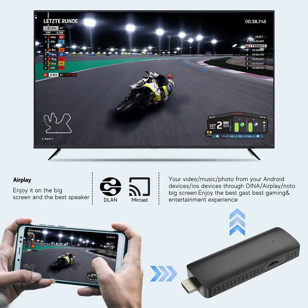 TV Stick 4K Network HD TV Player wireless black set-top box with remote and cables