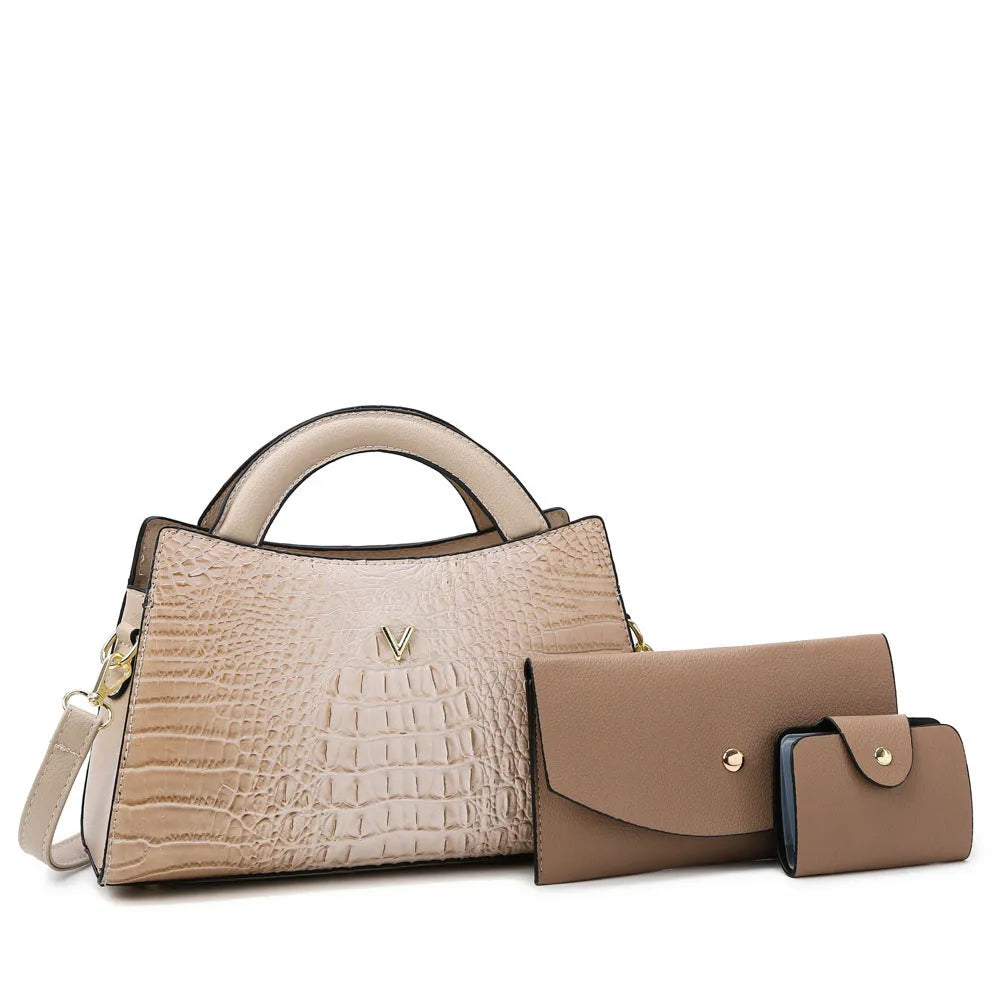 Women's square vertical crossbody handbag in crocodile-pattern PU leather with single shoulder strap