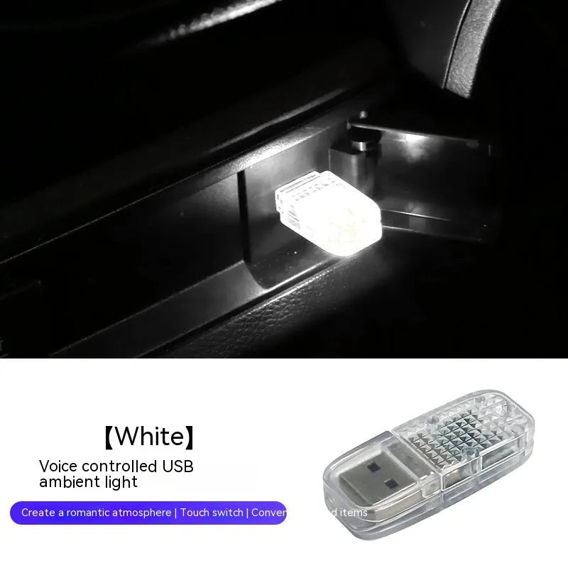Car USB ambience light unit with touch switch and voice control for RGB colour changing