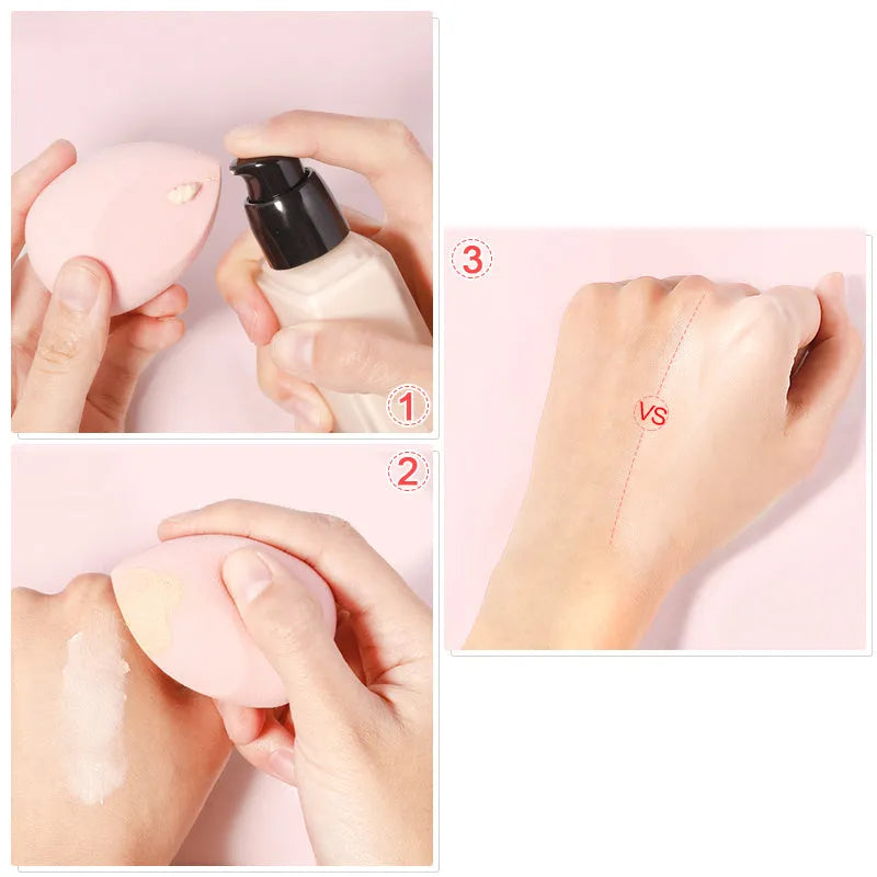 5 pack mini beauty eggs makeup sponges in blue, pink, and purple with multi-surface design