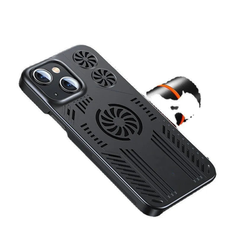 Breathable magnetic suction gaming phone case for Apple 13 Pro Max in cool black