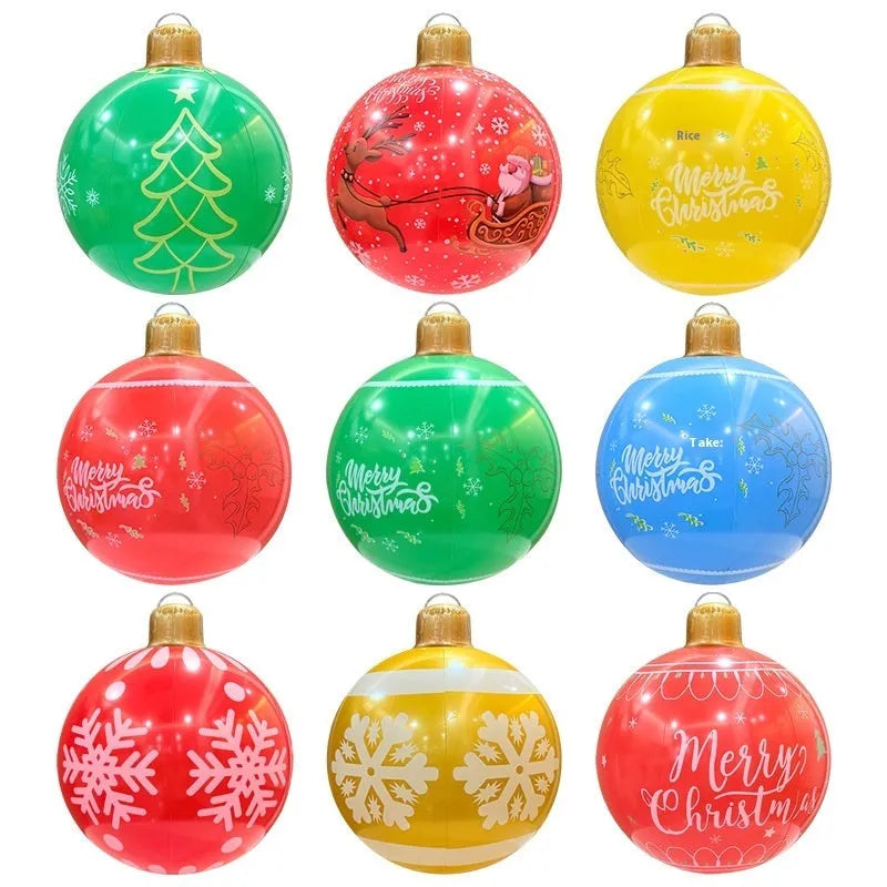 Inflatable PVC Christmas ball decoration for outdoor garden use with hand pump