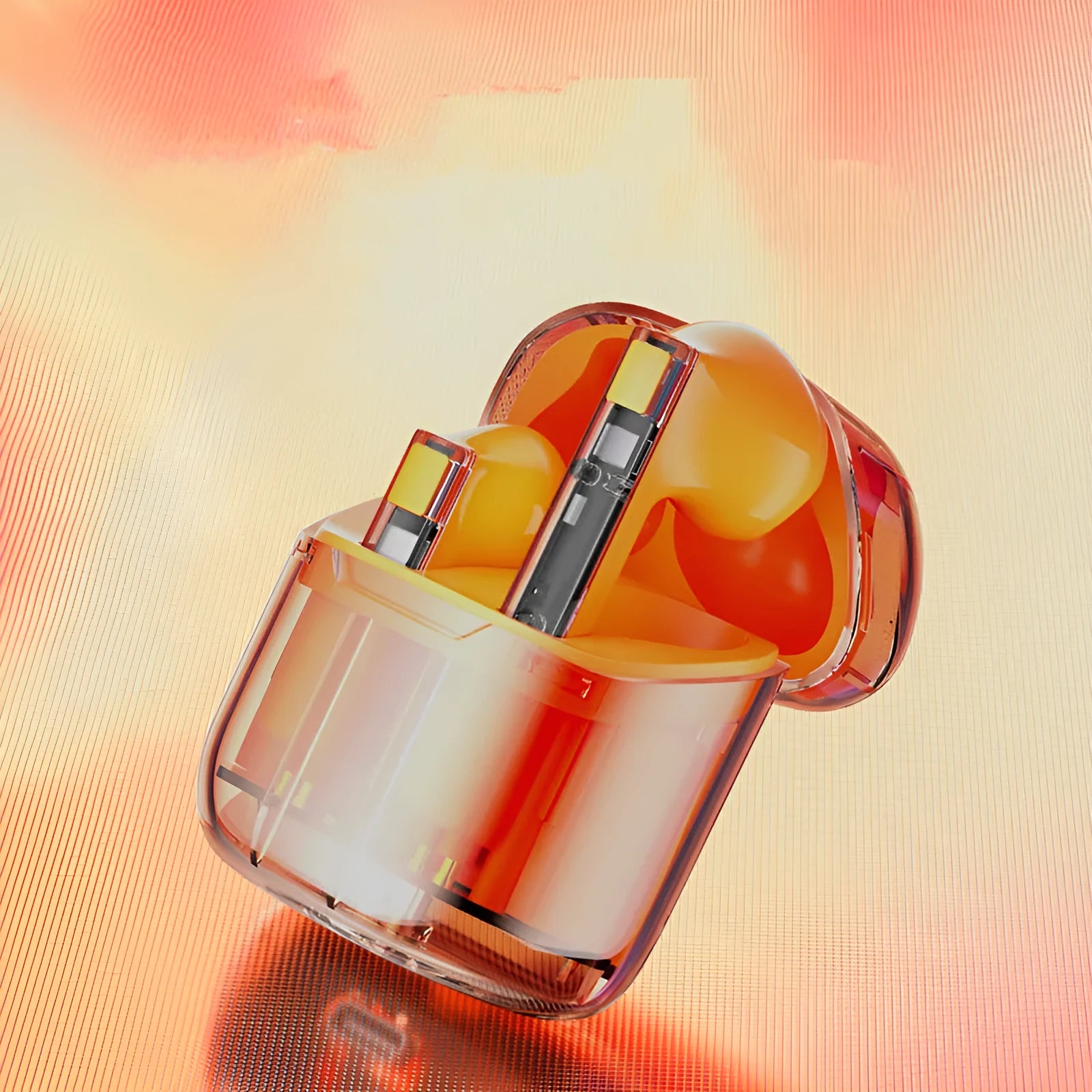 YX06 transparent case TWS wireless earphones in black, white, orange, and green colours.