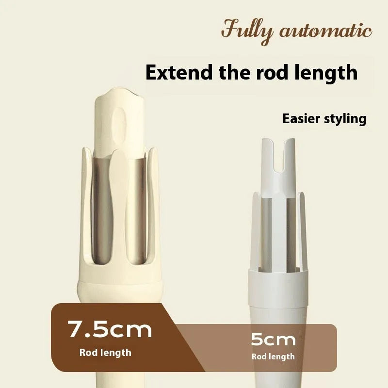 White automatic hair curler with 32mm ceramic barrel on a countertop.