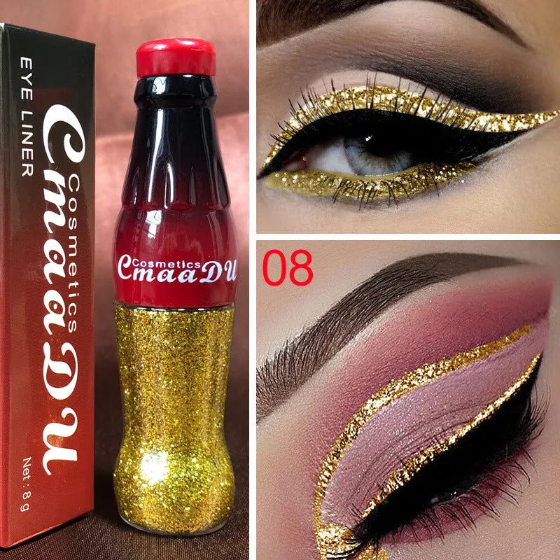 CmaaDu Colour Glitter Liquid Eyeliner in multiple shades, water-resistant liquid glitter formula for precise eye definition