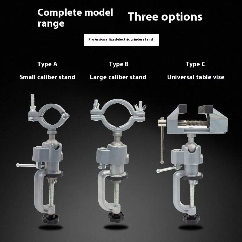 Tungsten steel bench vise with 360-degree rotation and bracket clamp for workshop use