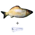 Multicolor USB rechargeable electric jumping fish cat toy measuring 30cm long