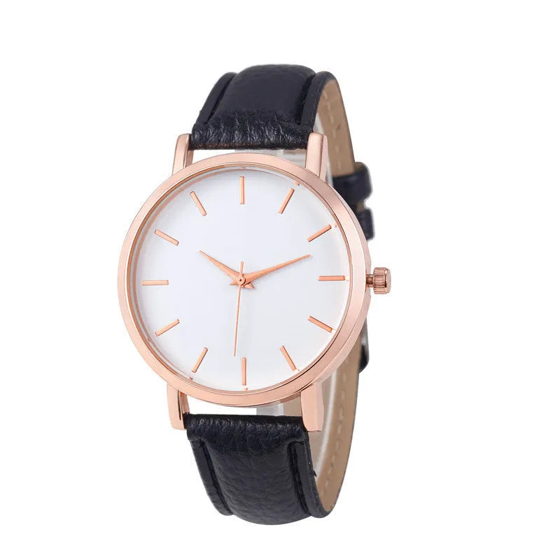 Quartz watch with 35.5mm square alloy case and PU leather strap in various colour options