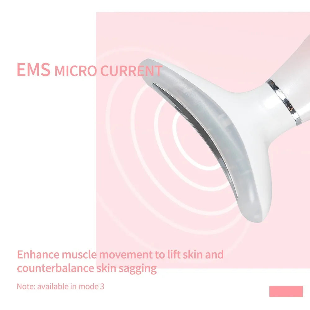 IPL removal wrinkle lift heating neck beauty device in pink white with USB cable