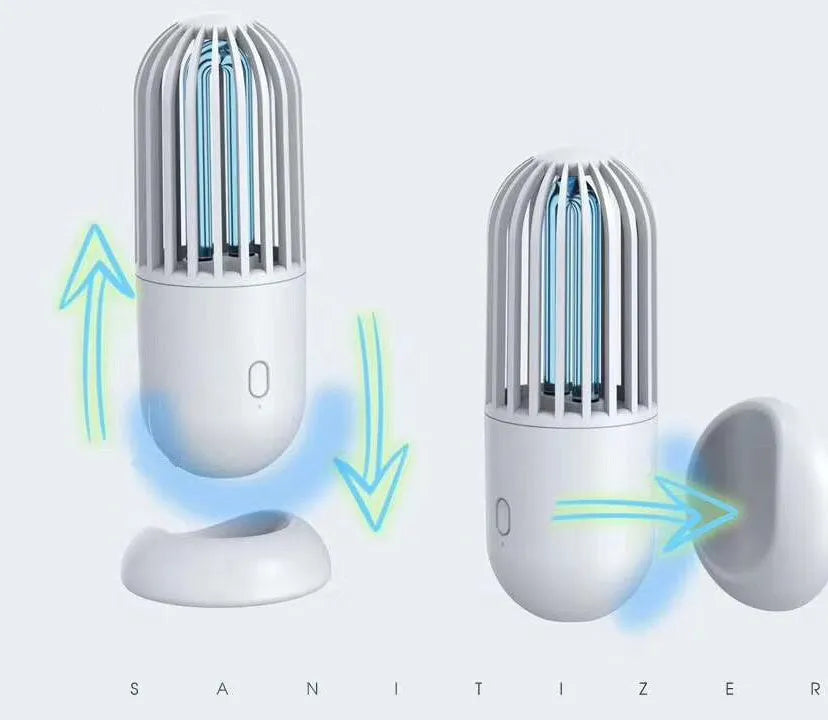 Portable capsule ultraviolet disinfection lamp in black, brown, green or white with dimensions 52x52x136mm