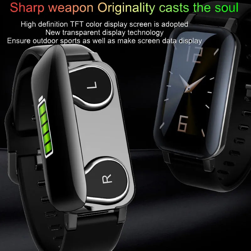 Smart bracelet for phone calls with heart rate monitor in black, blue, and coffee colour options