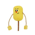 Natural corn cob cat chew toy, a light brown molar stick measuring 7cm by 6cm by 15cm.