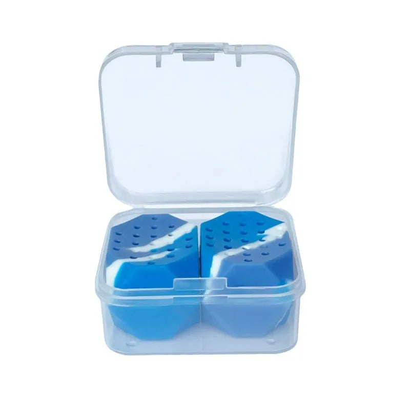 Two camouflage pattern silicone facial fitness balls for masseter exercise in transparent packaging