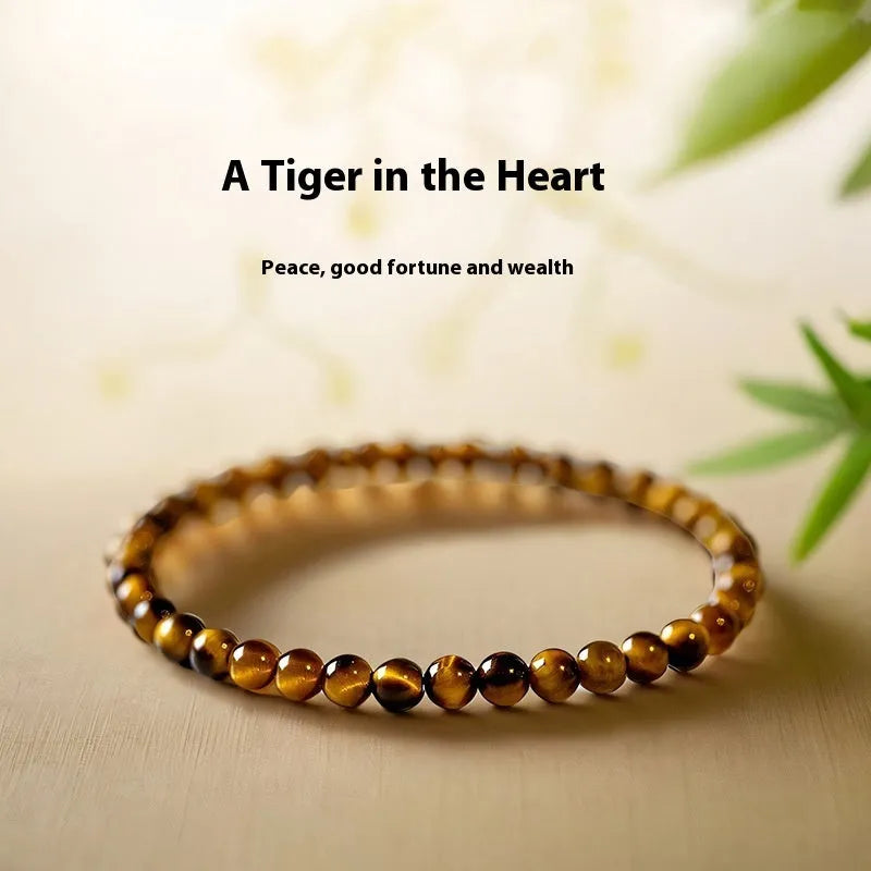 New Chinese style tigereye stone bracelet with round geometric beads on wrist
