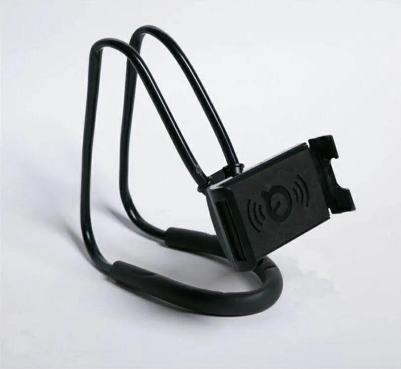 360 degree rotatable plastic and foam phone holder stand in black color for universal smartphones