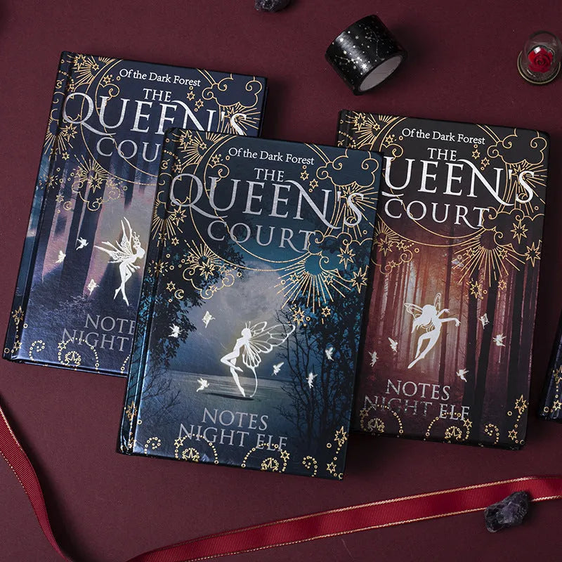 A5 luminous hardcover notebook with full-colour illustrated pages in blue or purple