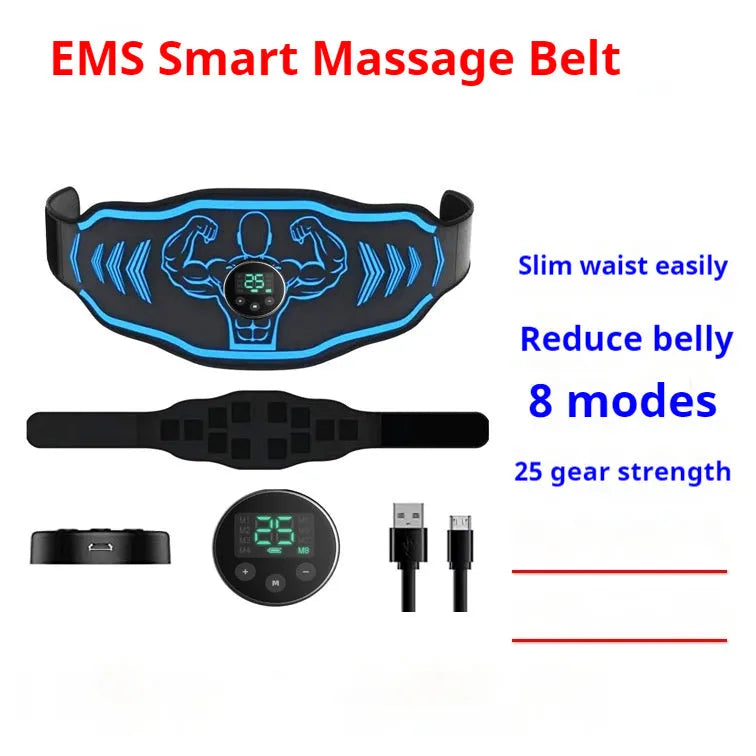 Smart EMS massage belt fitness equipment set with rechargeable host and arm stickers