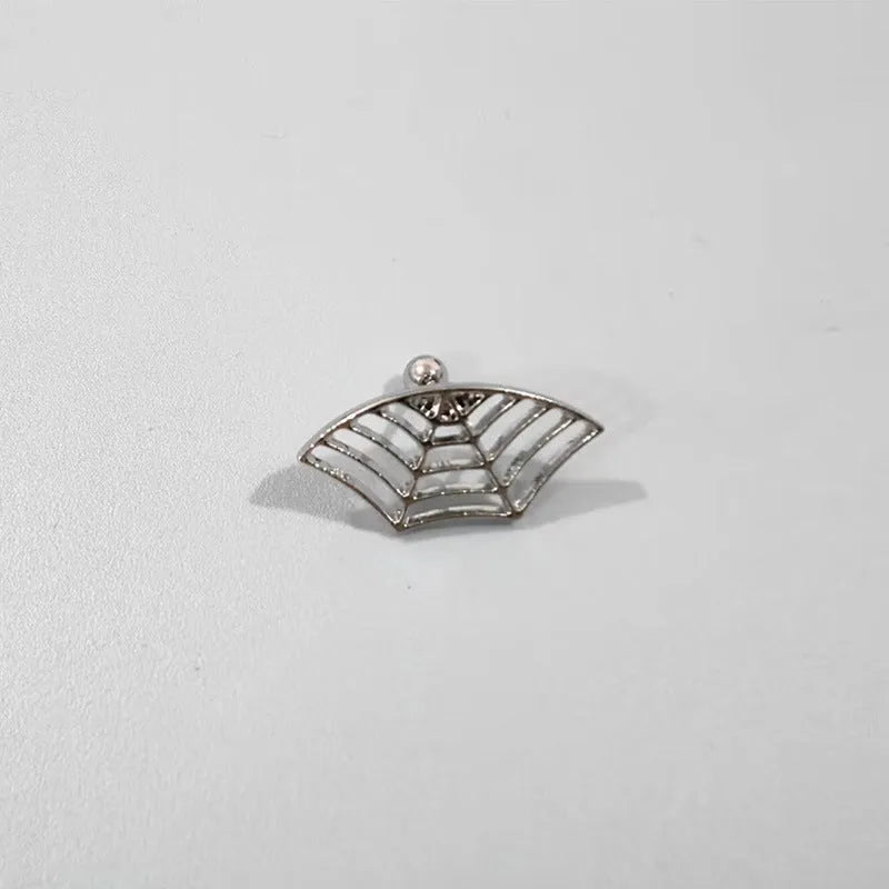Spider web geometric mesh stud earrings in gold and silver electroplated metal for Halloween