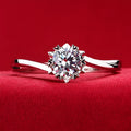 Belgian NSCD diamond ring 1.01ct 6.5mm, 925 sterling silver, three-layer platinum plating, twisted arm snowflake design