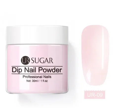 UR Sugar 30ml nail dipping powder in multiple colour options including Solution 2 and UR shades on a white background