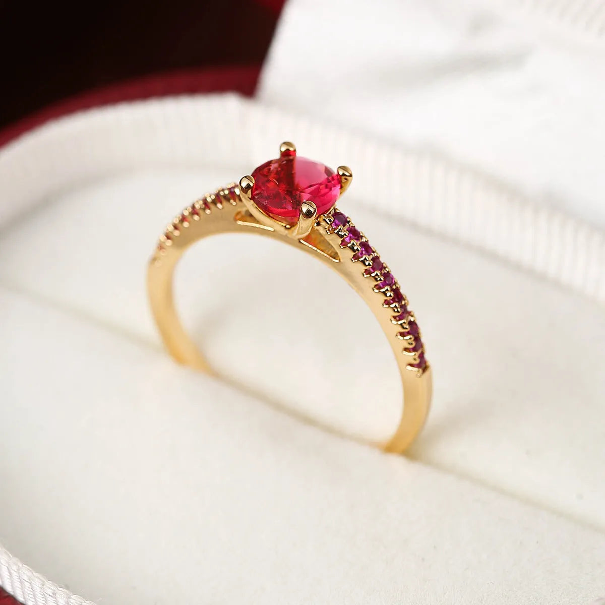 Geometric hexagon copper ring with colourful zircon stones in gold or gun black electroplated finish.