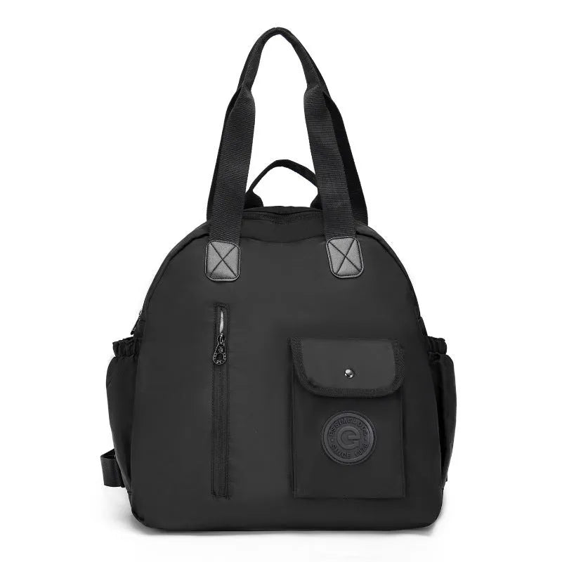 Outdoor large capacity nylon backpack with sandwich pocket in black, khaki, or green letters colour