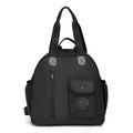 Outdoor large capacity nylon backpack with sandwich pocket in black, khaki, or green letters colour