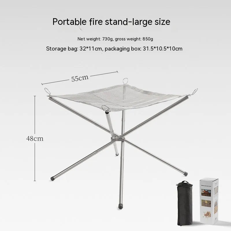 Silver stainless steel barbecue grill and net set for outdoor group cooking