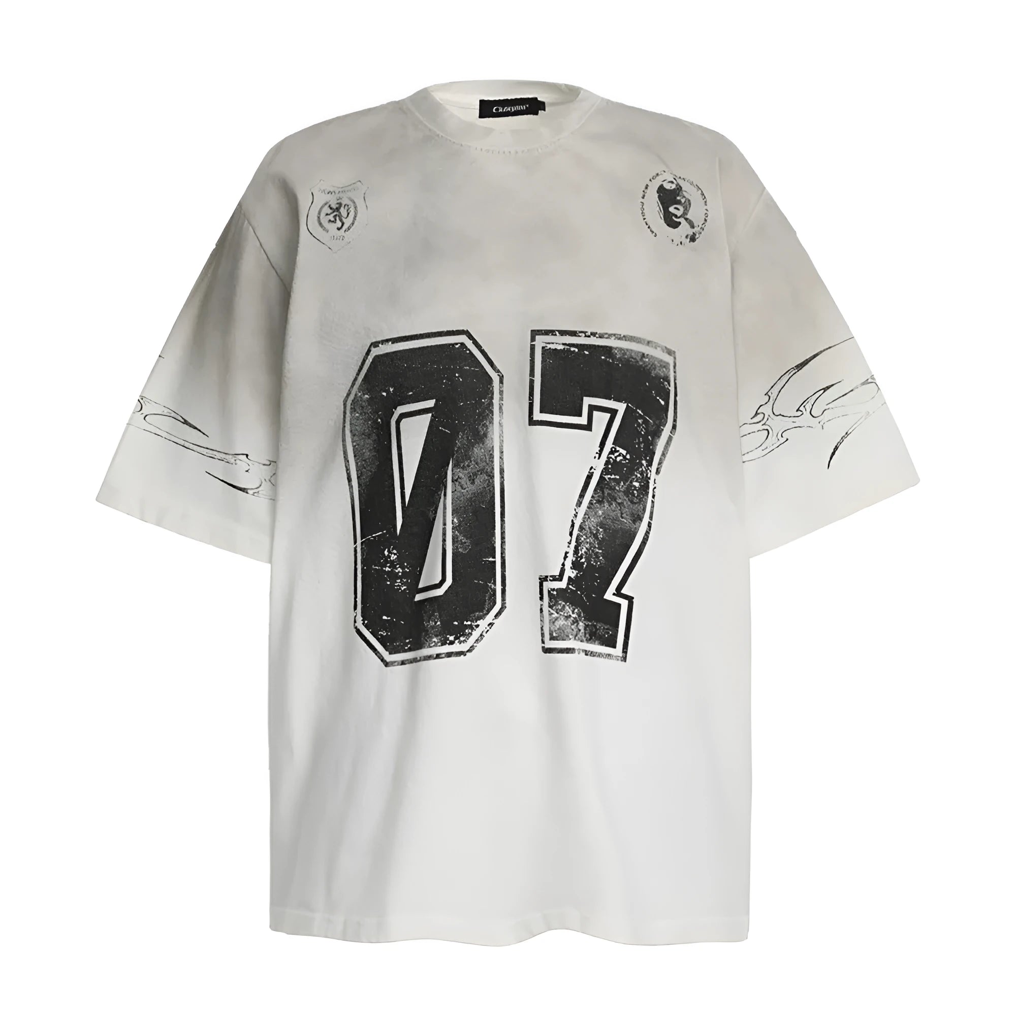Men's black and white pure cotton short-sleeve T-shirt with print, sizes S to XL.