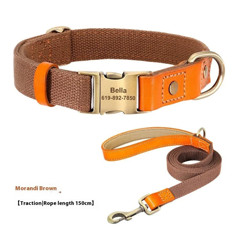 Small dog mohair neck collar and matching traction rope set in Mo Landi green colour