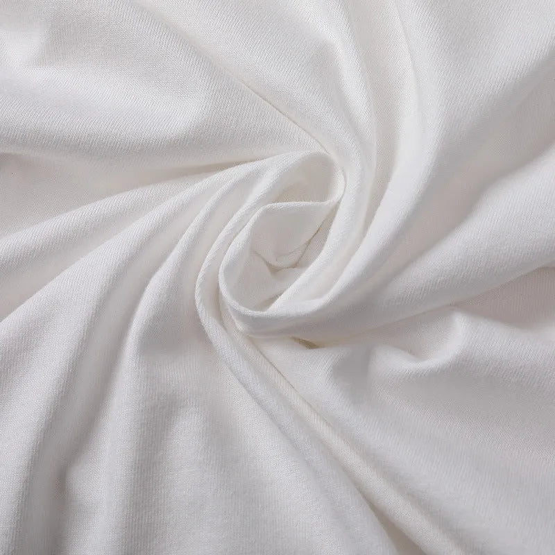 Thin pure cotton short sleeve t-shirt shown in one of seven colours: apricot, black, blue, khaki, matcha green, red, or white.