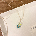 Women's skirt joker design pendant necklace with coloured glaze pendant on cotton-linen clavicle chain