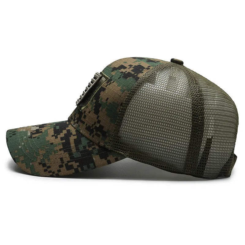 Tear mark Velcro tactical camouflage baseball cap with adjustable back and dome crown