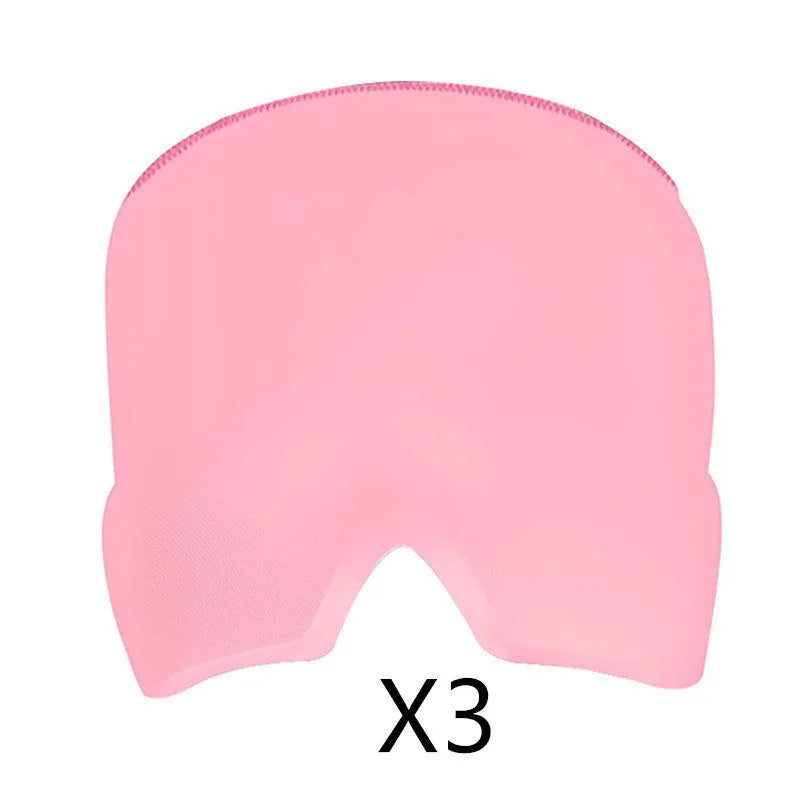 Black elastic cloth gel eye mask for headache relief measuring 22cm by 17cm