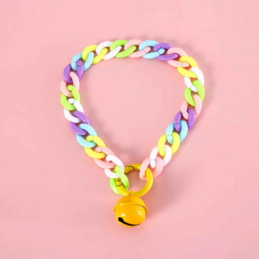 Adjustable plastic pet collar in macaron candy colours of blue, pink and mixed for cats and small dogs.