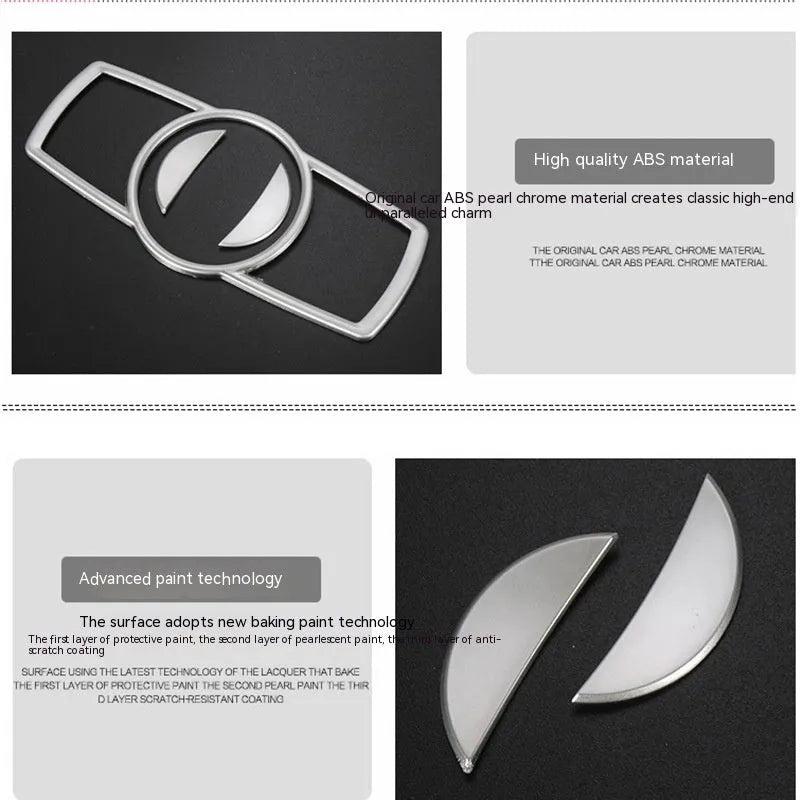 Silver ABS plastic decorative sticker for BMW headlight switch frame interior trim.
