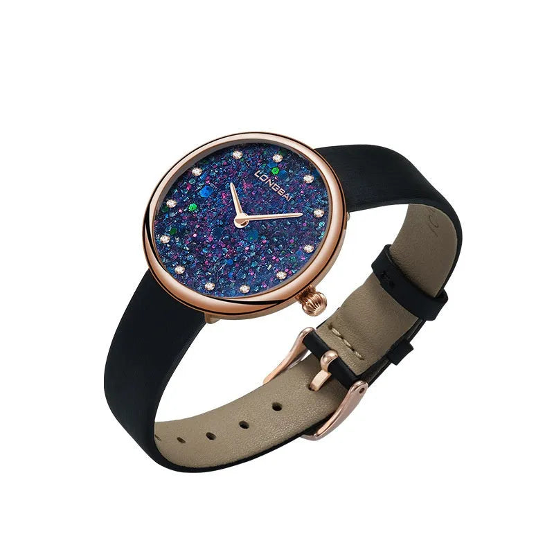 Sapphire simple natural small diamond women's watch in four colour options with 6.7mm thin case