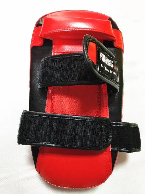 Black and red square PU leather boxing hand target pad with a double buckle