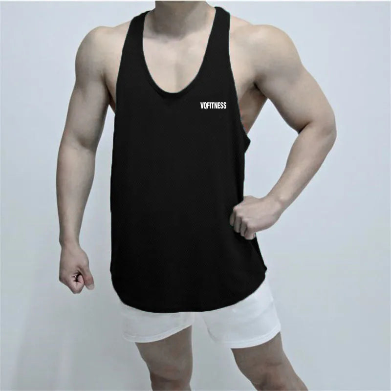 Men's basketball sleeveless vest in solid colour, loose fit, round hem, hot stamping design, polyester fibre fabric