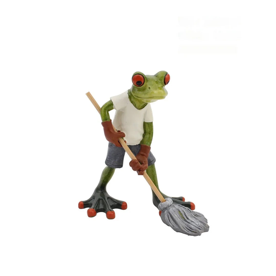 Realistic resin frog decorative ornament for home and garden display in pastoral style