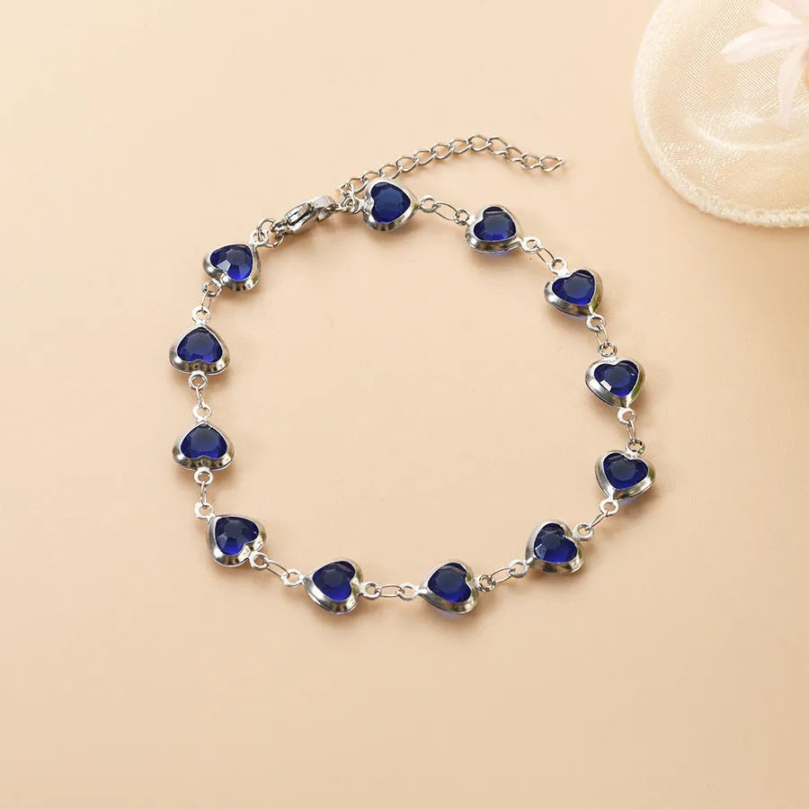 Stainless steel geometric devil's eye heart bracelet with electroplated colour options