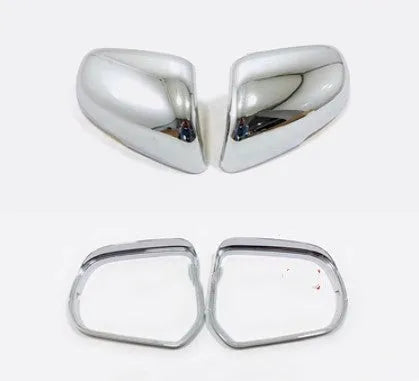 Plastic rearview mirror protection covers in silver and black finishes
