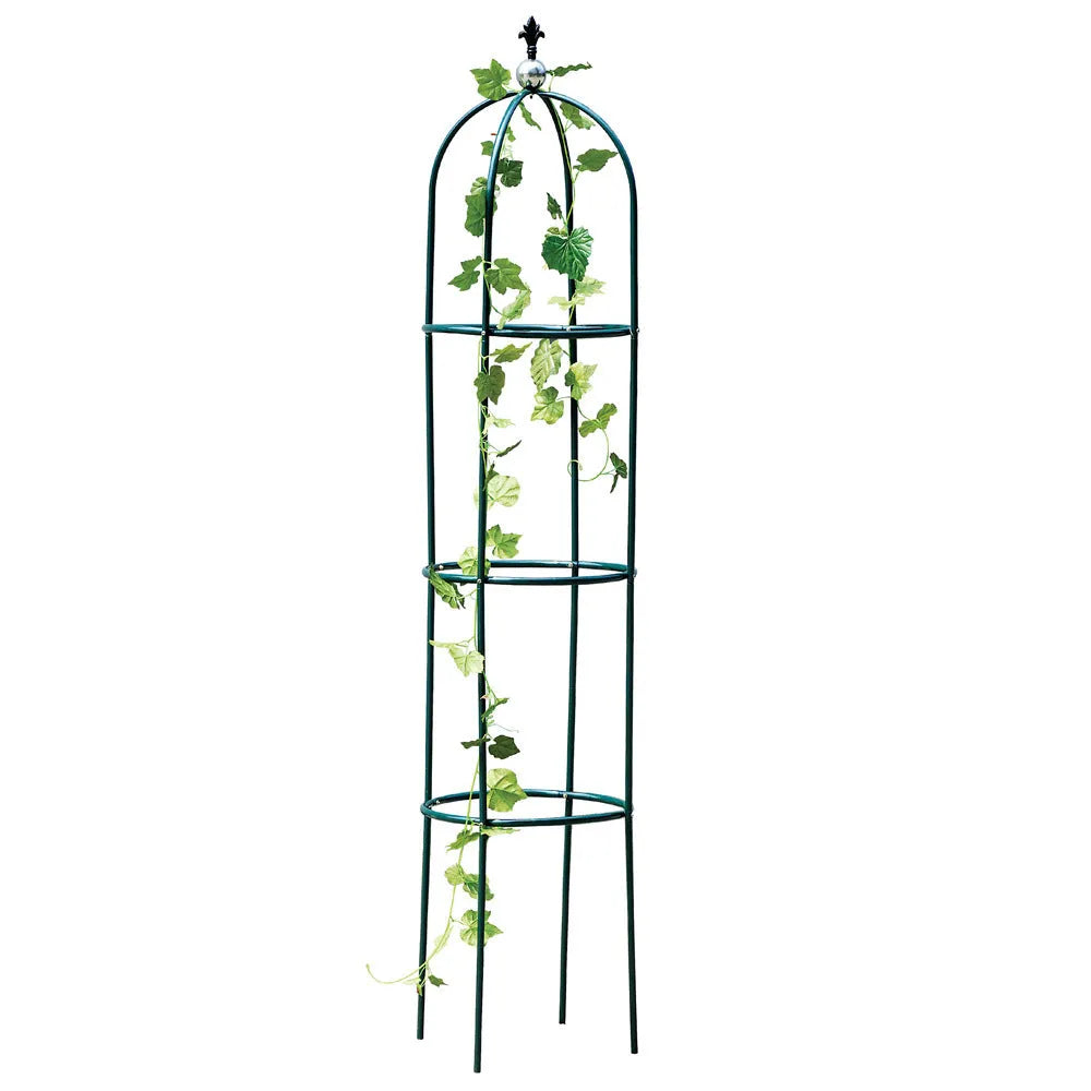 Dark green wrought iron plant climbing frame lattice, 188 cm tall by 40 cm wide.