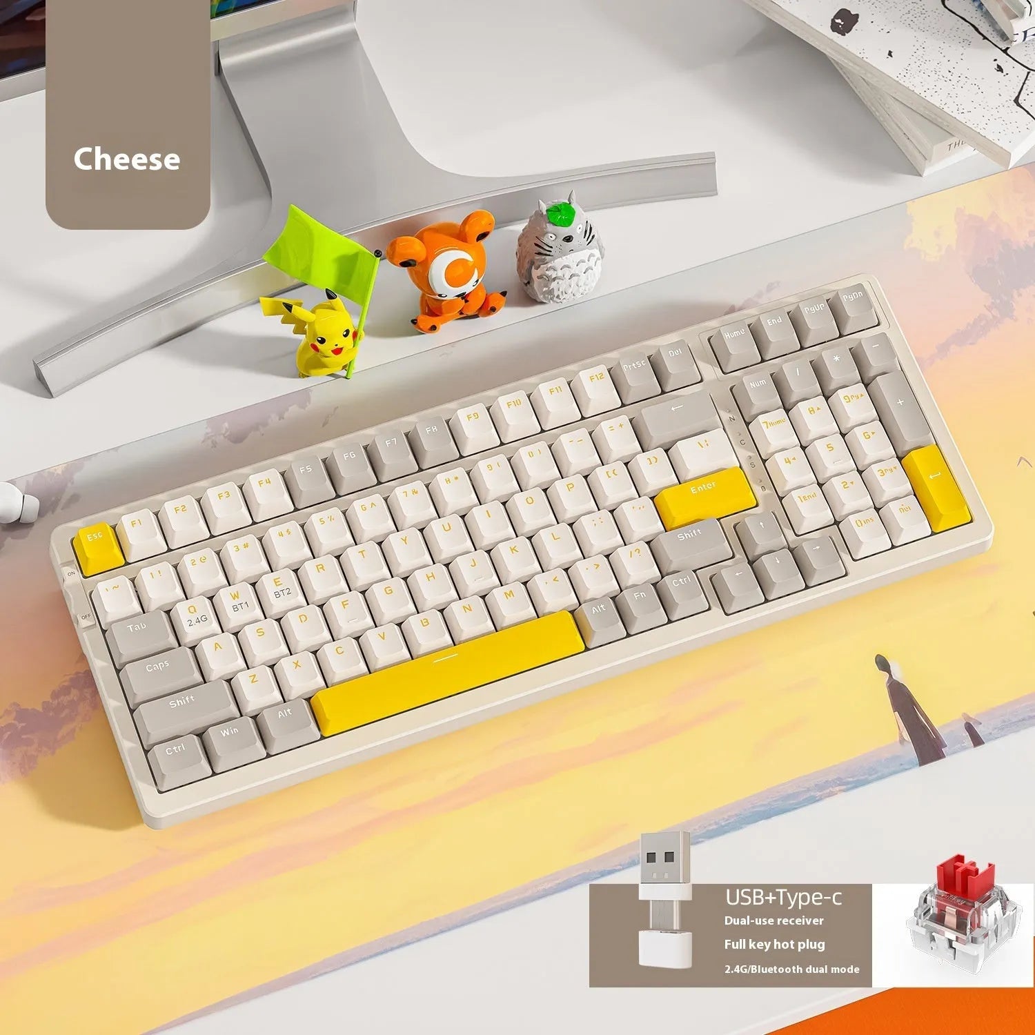 Free Wolf K96 Bluetooth dual-mode hot-swappable mechanical keyboard in compact black ABS case.