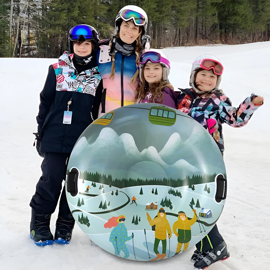 PVC winter thick ski ring toy in colourful skiing-themed designs for outdoor play