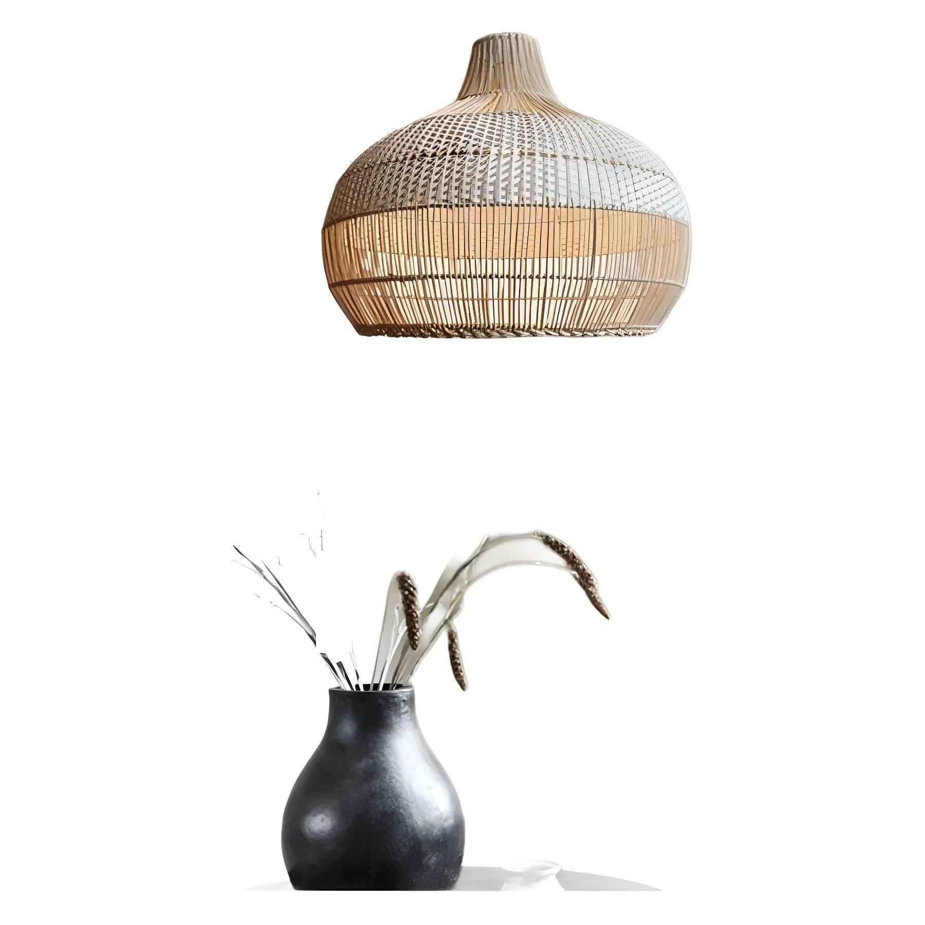 60cm diameter rattan living room chandelier in Silent Wind style for pastoral Southeast Asian decor