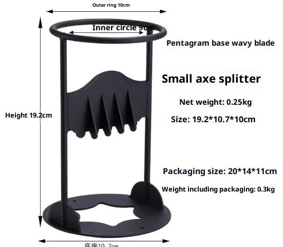 Manual wood splitting tool with high carbon steel blade, wall-mountable design, camping wood chopper in 41cm size