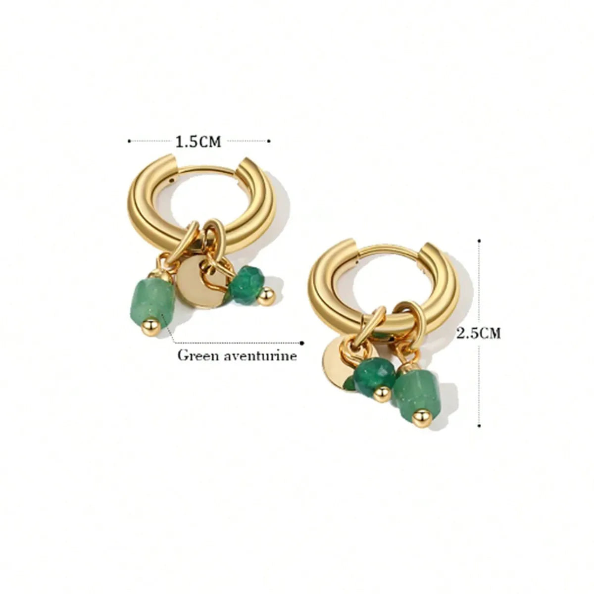 Bohemian natural stone turquoise eardrops in blue on electroplated stainless steel for women