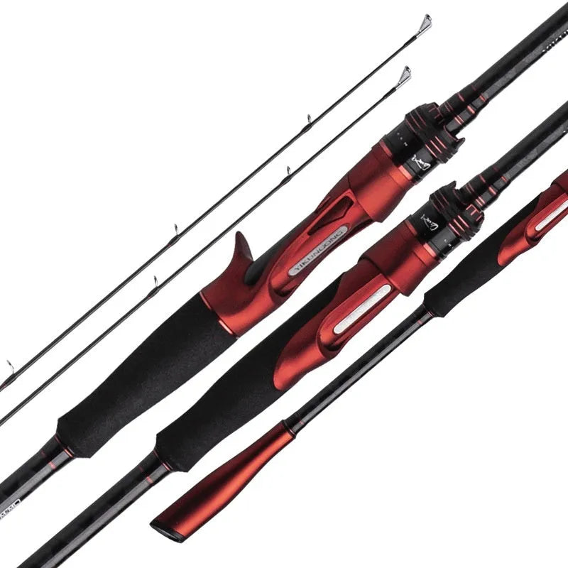 Carbon fishing rod in pikestaff and straight handle styles showing 2.1m and 2.4m length options